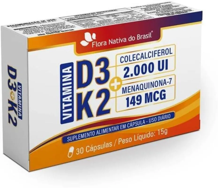 VITAMINAS D3 + K2 30CAPS (2000UI D3 E 149MCG K2) 500MG