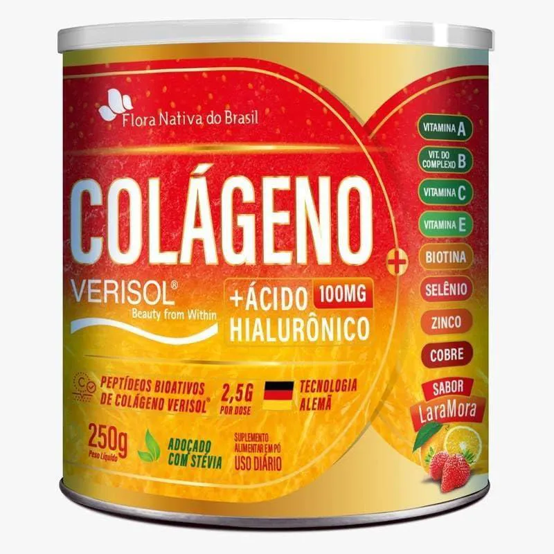 COLáGENO VERISOL + ACIDO HIALURONICO 250 GR SABOR LARAMORA FLORA NATIVA