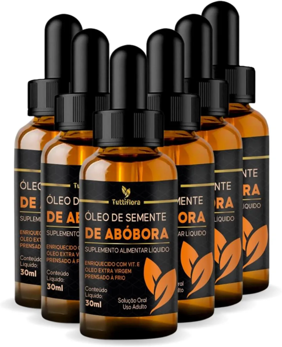 6X ÓLEO DE SEMENTE DE ABóBORA RICO EM VITAMINA E EM GOTAS 30ML TUTTIFLORA