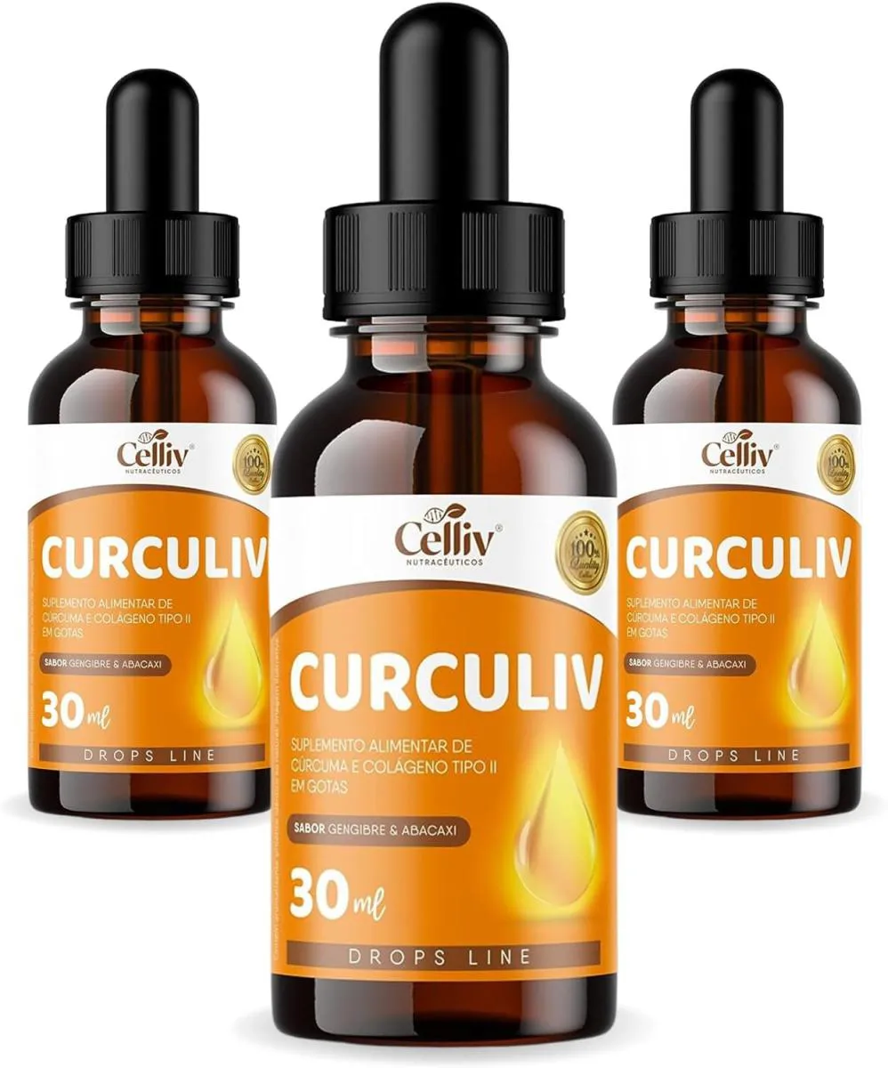 3X CURCULIV - CúRCUMA E COLáGENO TIPO II GOTAS 30ML CELLIV