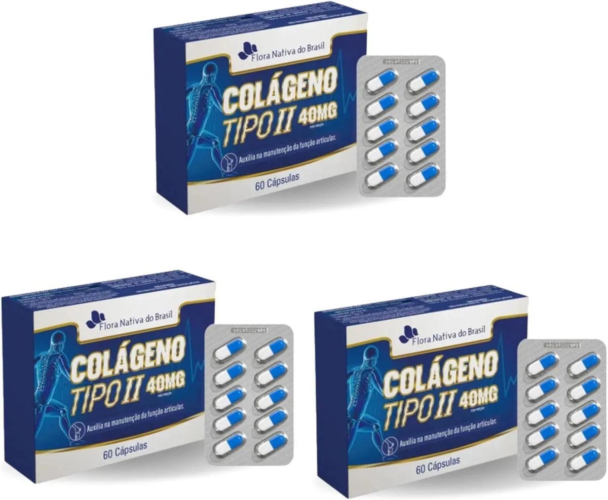 3X COLáGENO TIPO 2 BLISTER 400MG 60 CAPS FLORA NATIVA