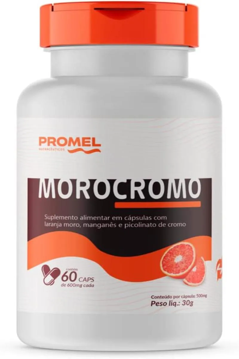 LARANJA MORO, MANGANêS E PICOLINATO DE CROMO 60 CAPS DE 600MG PROMEL