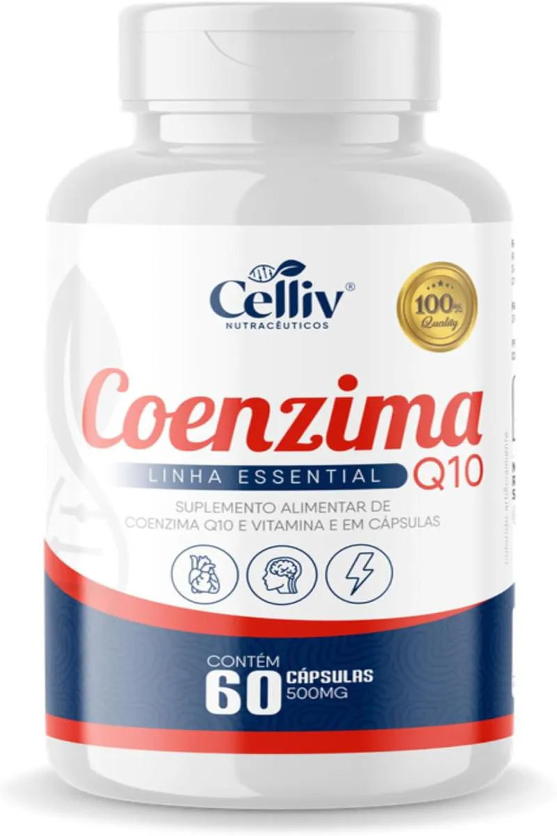 COENZIMA Q10 (UBIQUINONA)100MG POR PORçãO + VITAMINA E 60 CAPSULAS CELLIV