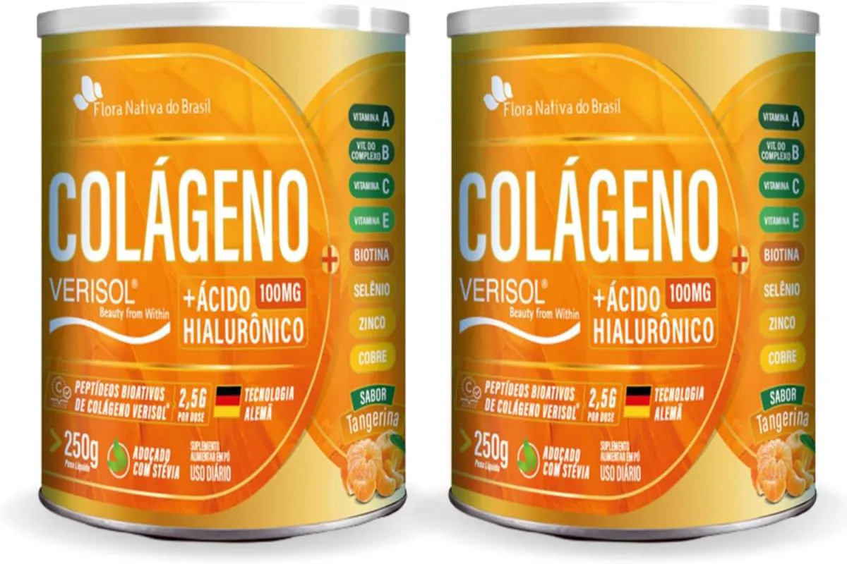 2X COLáGENO VERISOL + ACIDO HIALURONICO 250 GR SABOR TANGERINA FLOR NATIVA