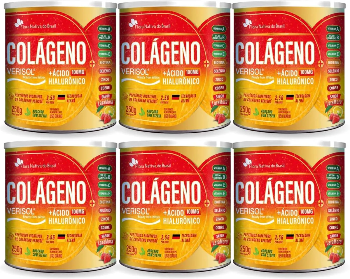 6X COLáGENO VERISOL + ACIDO HIALURONICO 250 GR SABOR LARAMORA FLORA NATIVA