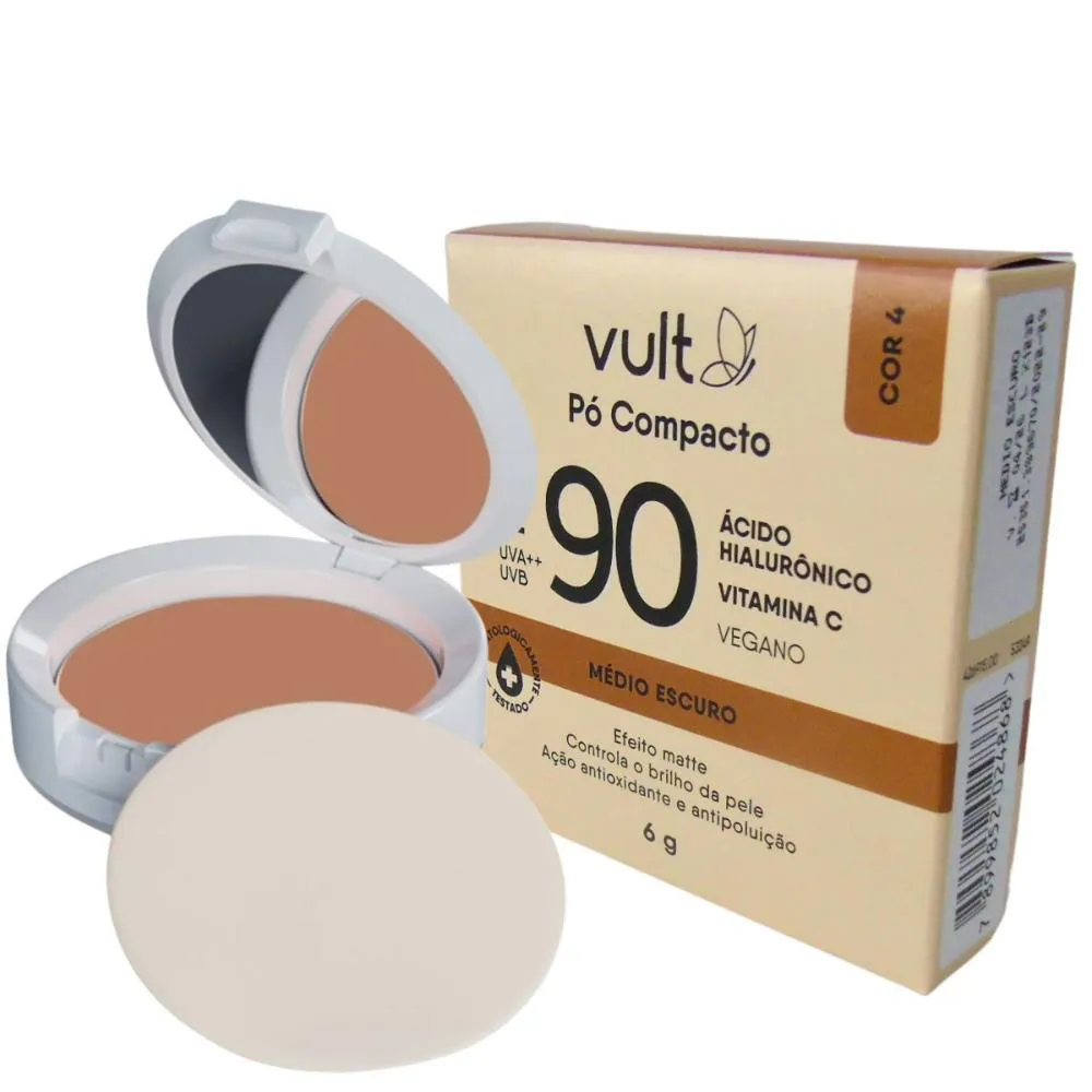 Pó COMPACTO VULT FPS 90 MéDIO ESCURO 6G