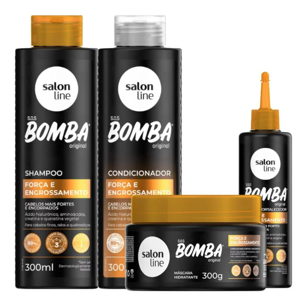 KIT SALON LINE S.O.S BOMBA FORçA E ENGROSSAMENTO C/4