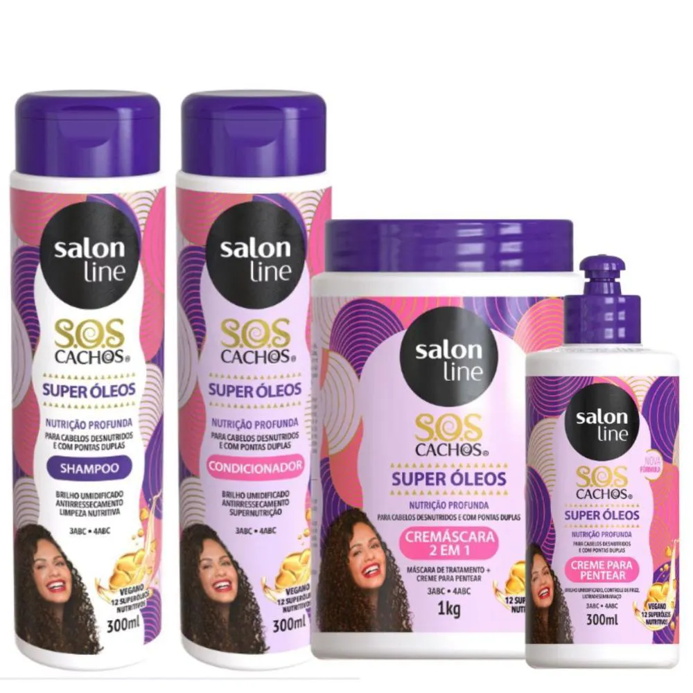 KIT SALON LINE SOS CACHOS SUPER ÓLEOS C/4
