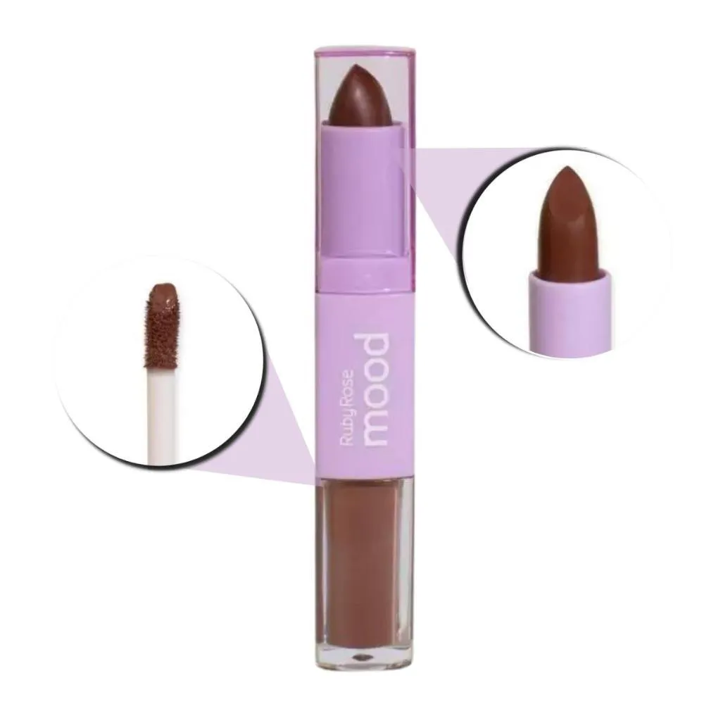 Batom Duo Ruby Rose Mood Vitamina E Cm02 3,2g