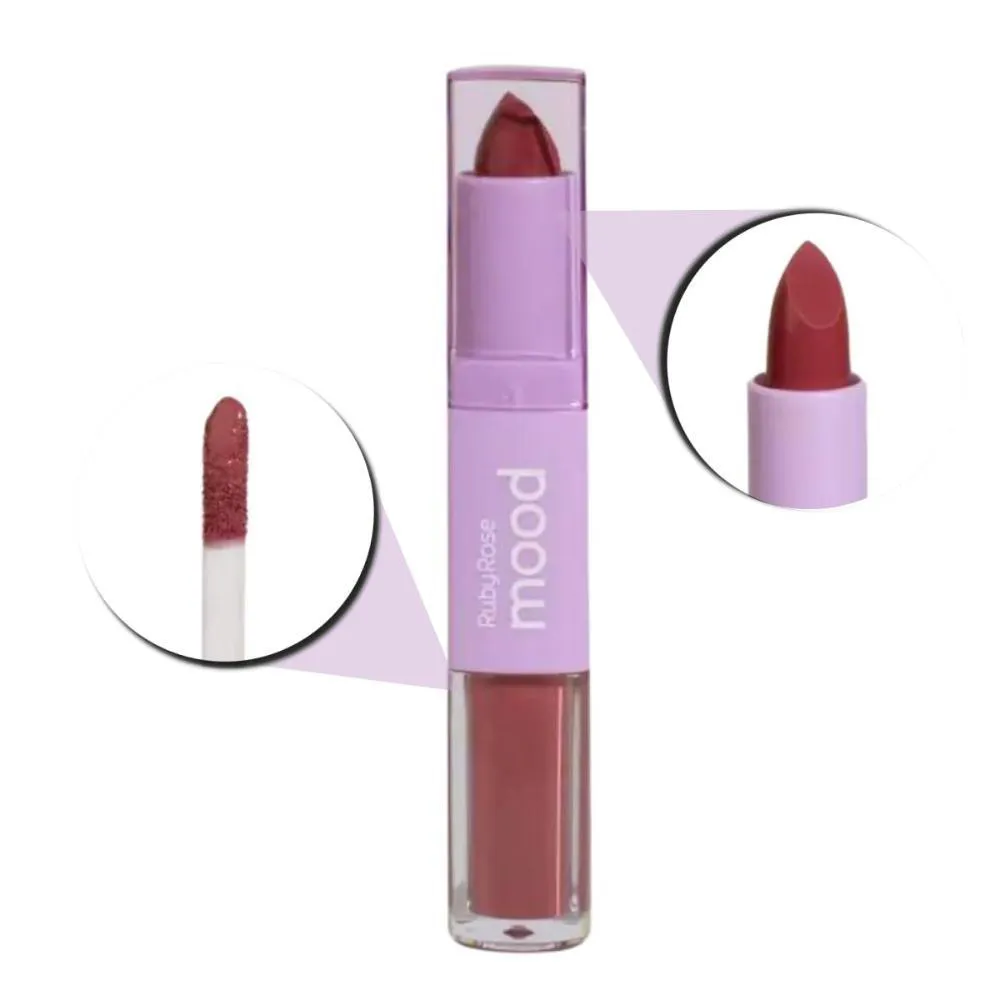 Batom Duo Ruby Rose Mood Vitamina E Cm03 3,2g