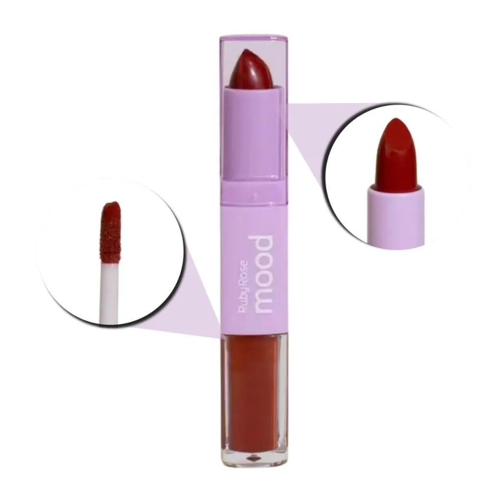 Batom Duo Ruby Rose Mood Vitamina E Cm04 3,2g