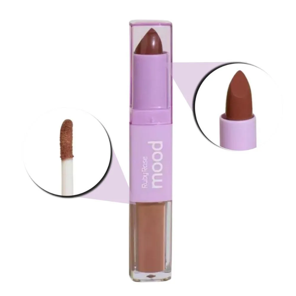 Batom Duo Ruby Rose Mood Vitamina E Cm05 3,2g