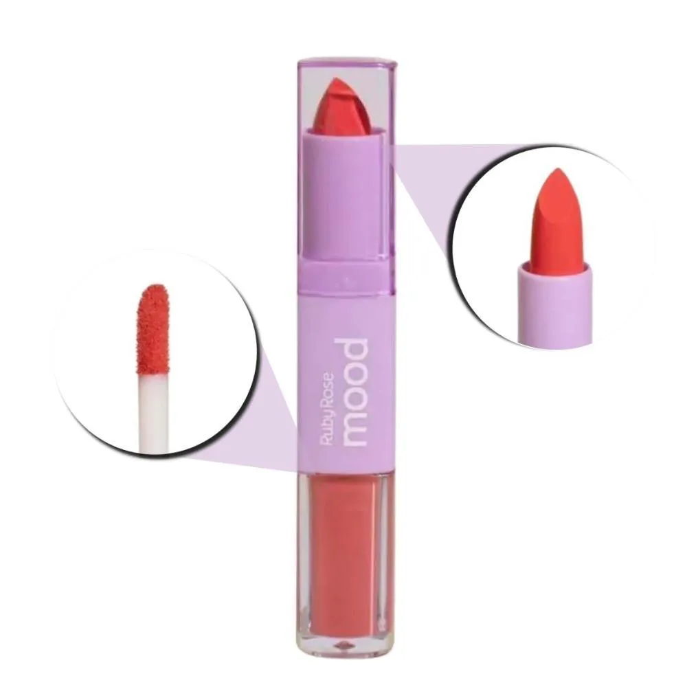Batom Duo Ruby Rose Mood Vitamina E Cm14 3,2g