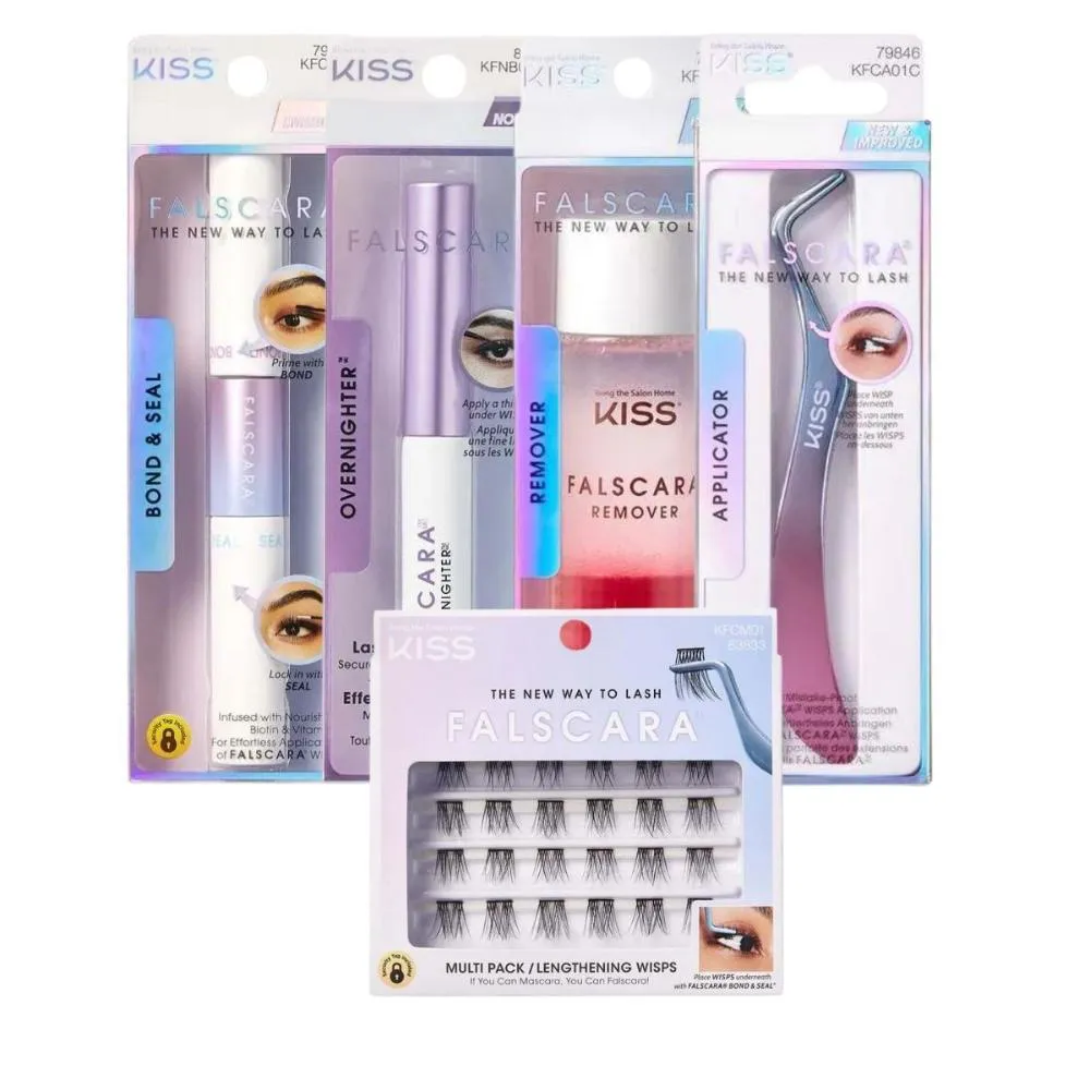 KIT EXTENSãO DE CíLIOS KISS NEW YORK FALSCARA + CILIOS INDIVIDUAL KFCM01
