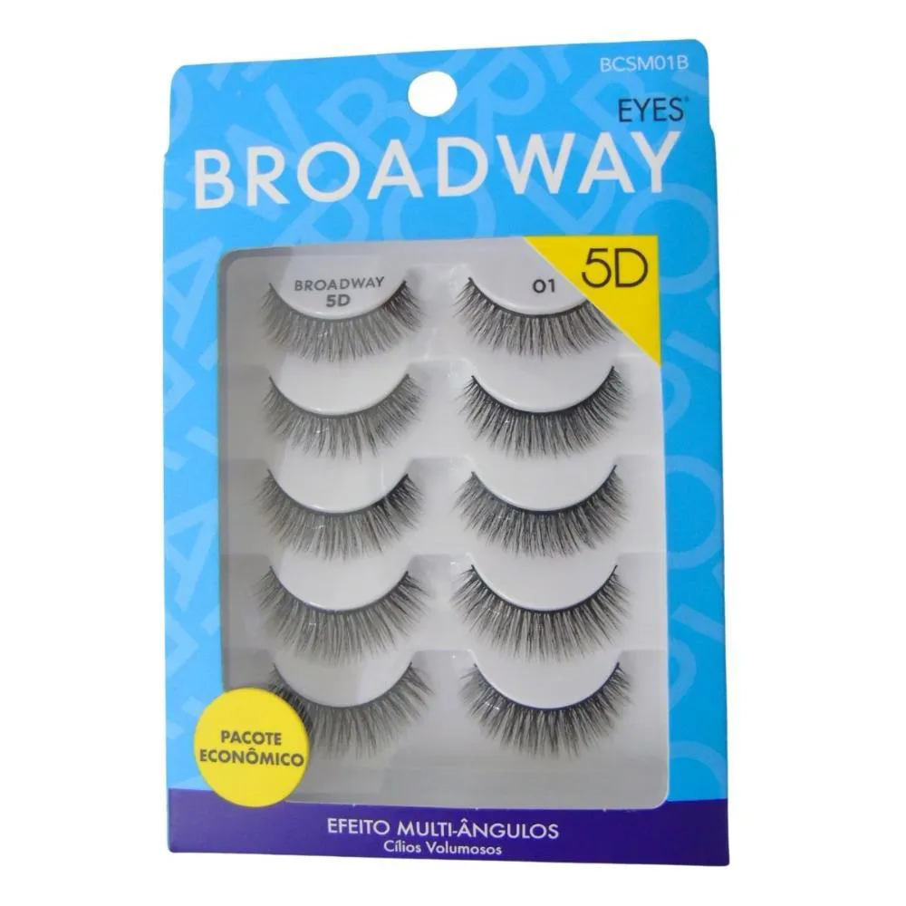 CíLIOS POSTIçOS 5D BROADWAY EYES EFEITO MULTI-âNGULOS BCSM01B COM 5 PARES