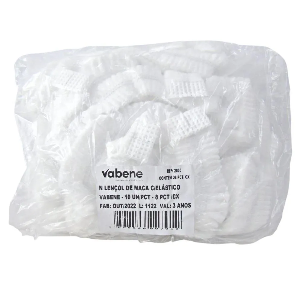 LENçOL DE MACA BRANCO VABENE COM ELáSTICO C/10 UNI