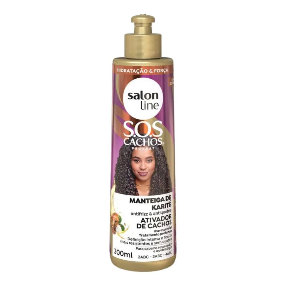 ATIVADOR DE CACHOS SALON LINE SOS CACHOS MANTEIGA DE KARITé 300ML
