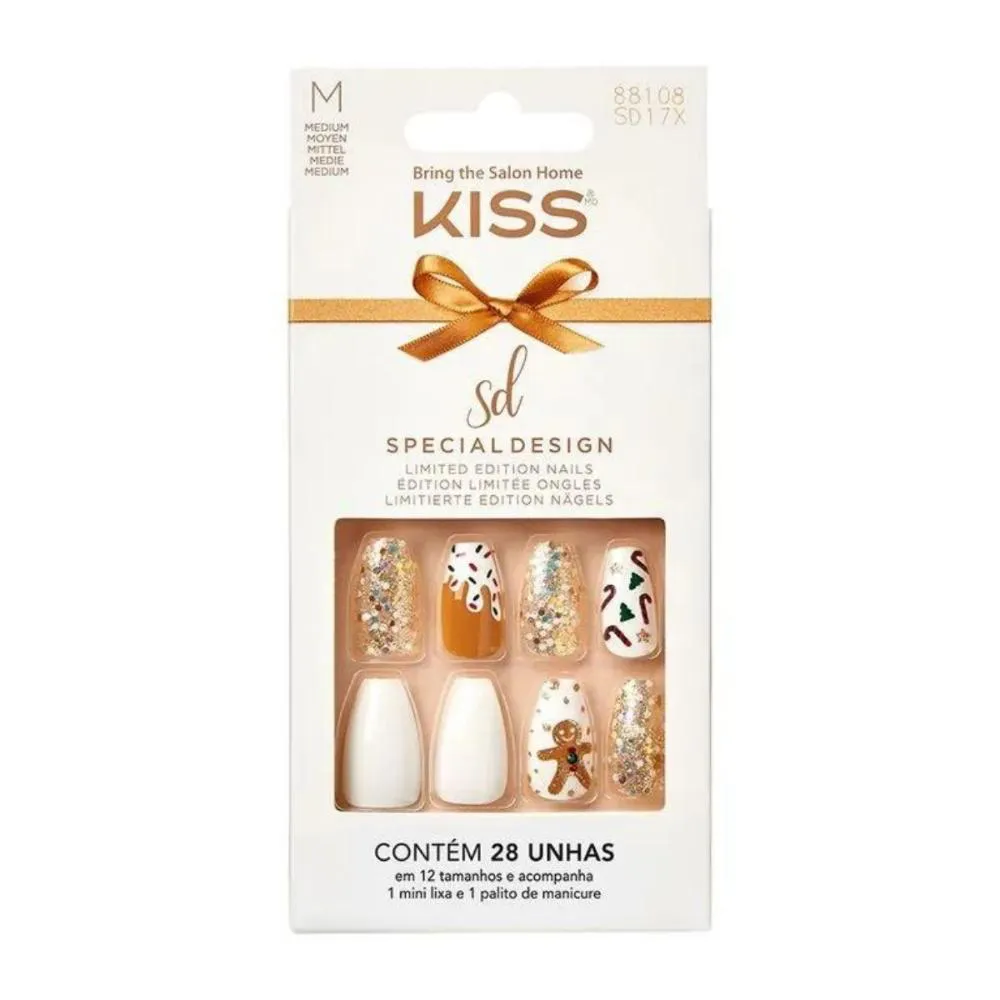 UNHAS POSTIçAS KISS SD HOLLY JOLLY C/28UN SD17X