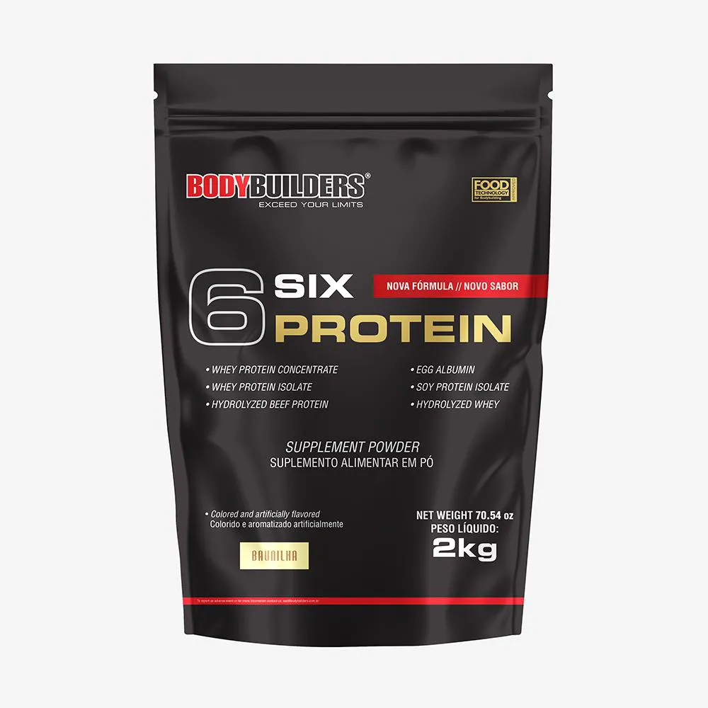 WHEY PROTEIN CONCENTRADO 6 SIX PROTEIN 2KG - GANHO DE MASSA MUSCULAR MAGRA E FORçA MUSCULAR – BODYBUILDERS  Baunilha