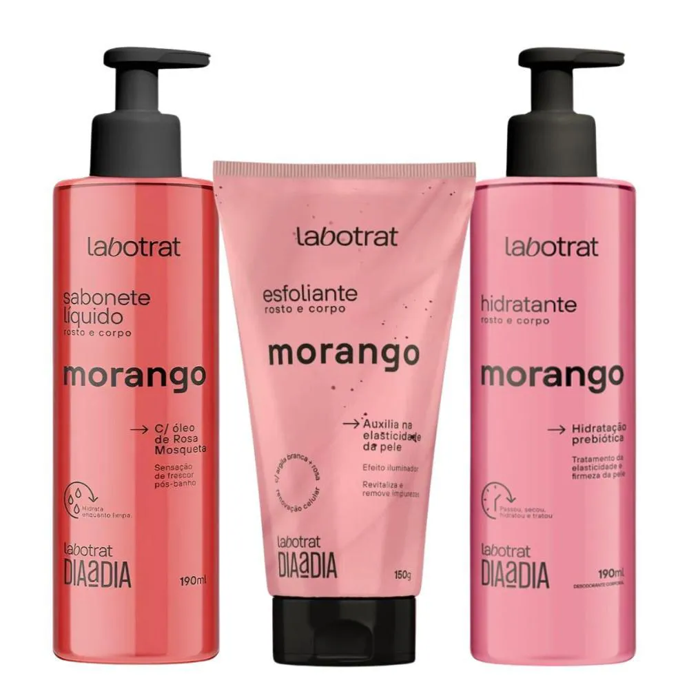 KIT LABOTRAT ROSTO E CORPO MORANGO C/3