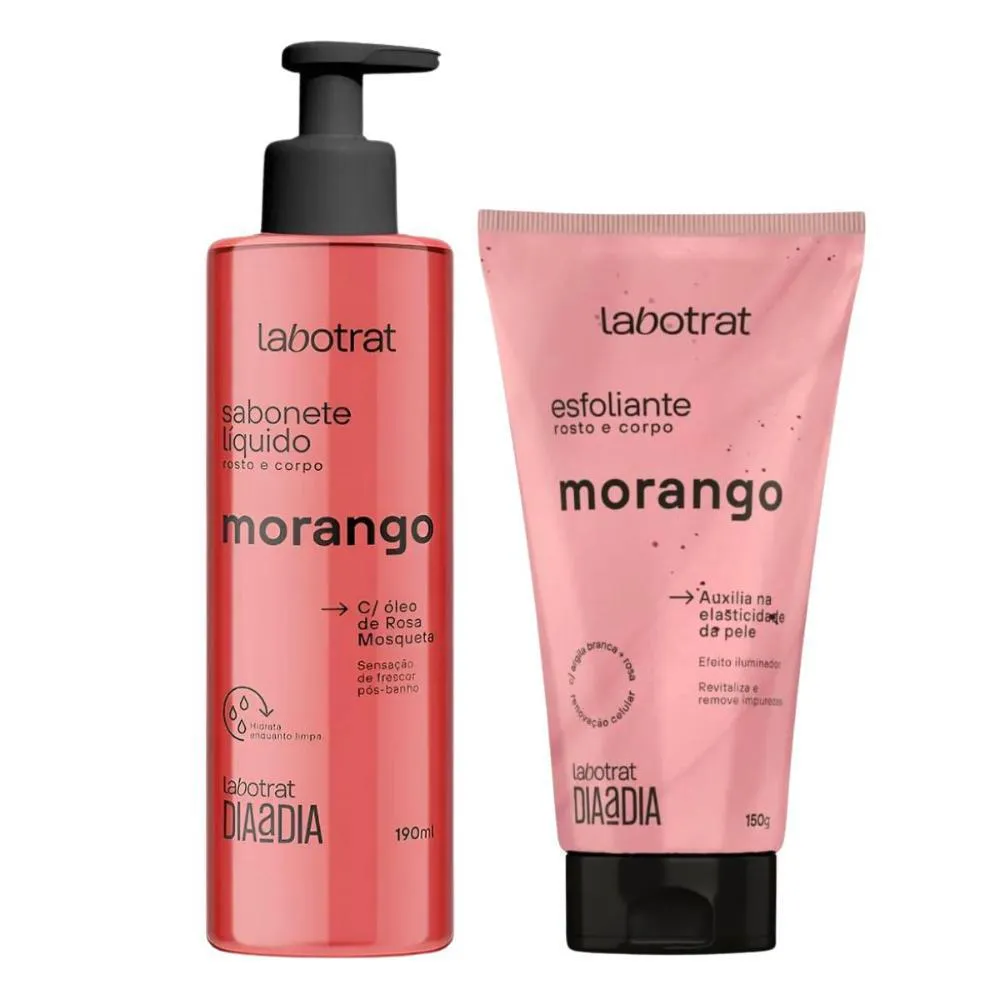 SABONETE LíQUIDO + ESFOLIANTE ROSTO E CORPO LABOTRAT MORANGO