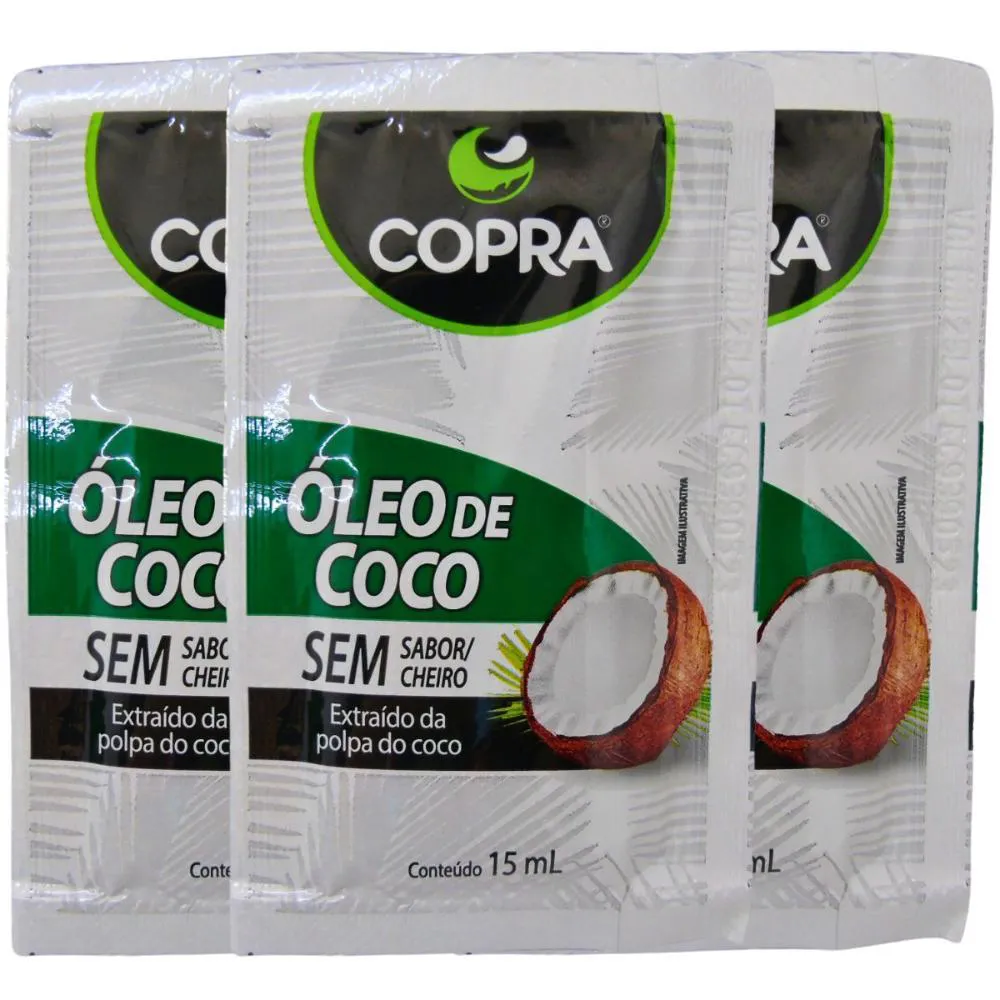 KIT SACHê ÓLEO DE COCO COPRA SEM SABOR COM 3 15ML