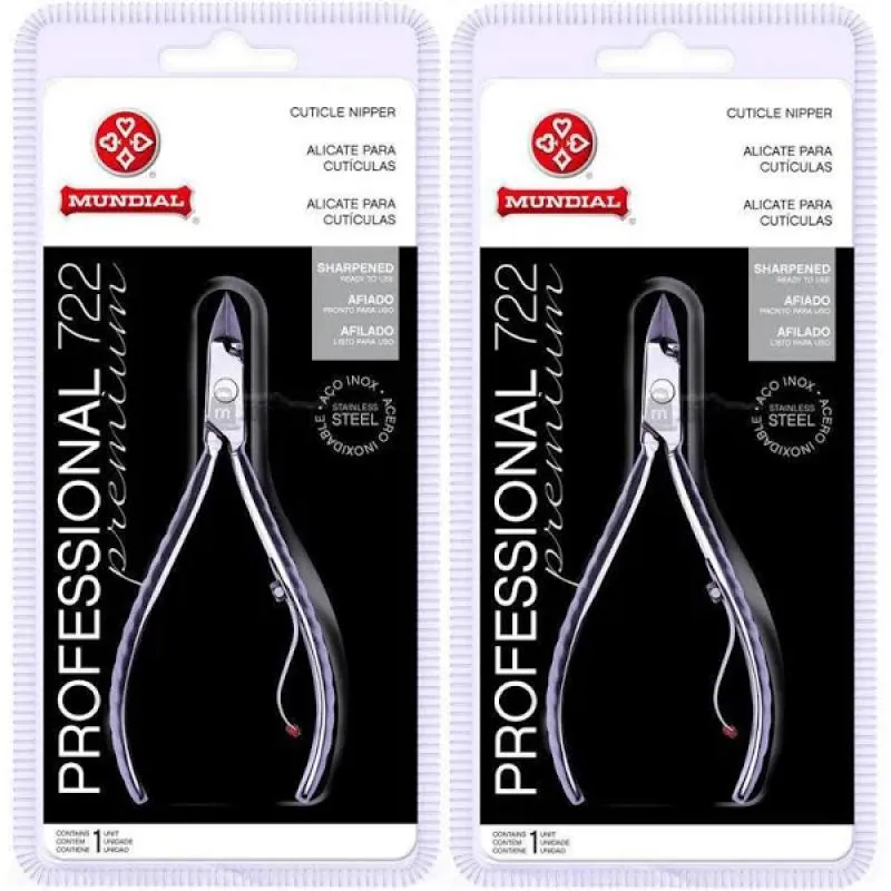 KIT C/2 UNIDADES ALICATE CUTICULA INOX 722 PROFESSIONAL PREMIUM MUNDIAL