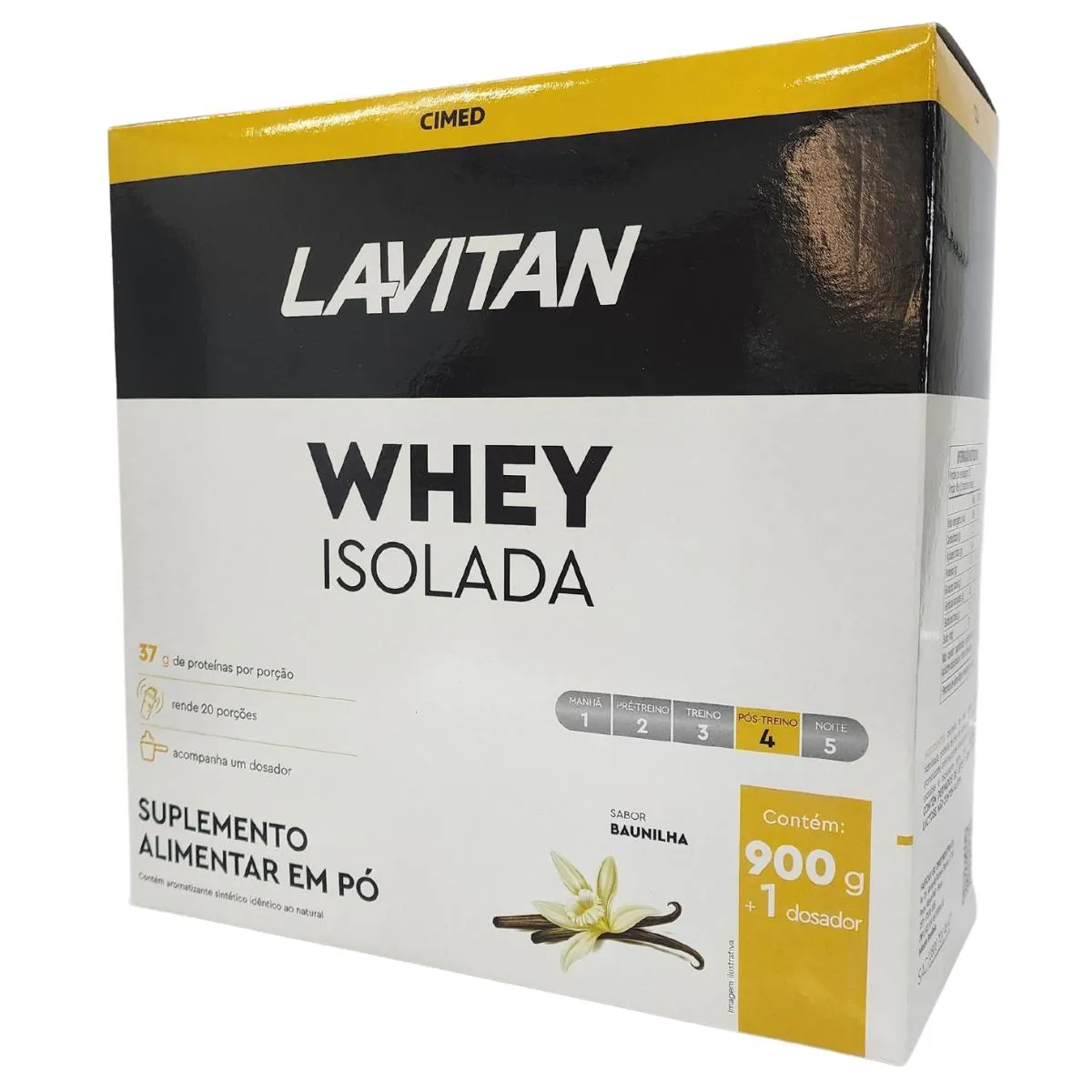 SUPLEMENTO ALIMENTAR EM Pó WHEY ISOLADA BAUNILHA LAVITAN CIMED 900G + 1 DOSADOR