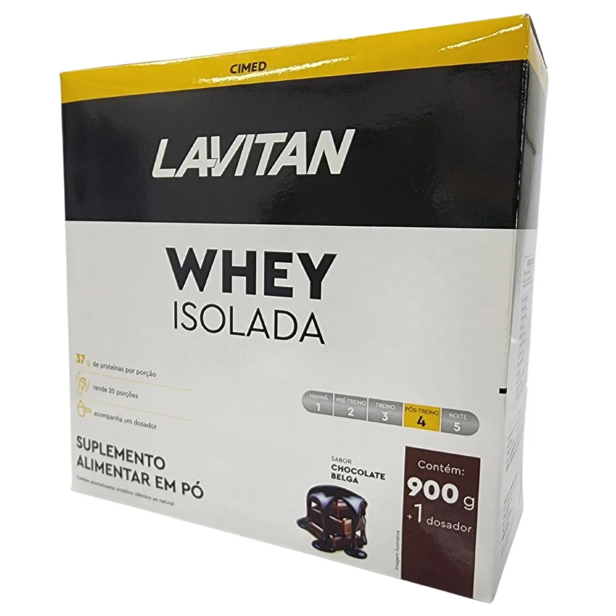 SUPLEMENTO ALIMENTAR EM Pó WHEY ISOLADA CHOCOLATE BELGA LAVITAN CIMED 900G + 1 DOSADOR