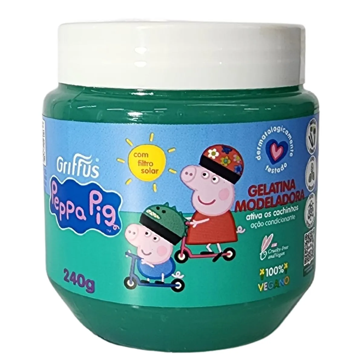 GELATINA MODELADORA CABELOS ONDULADOS, CACHEADOS E CRESPOS VEGANA PEPPA PIG GRIFFUS 240G