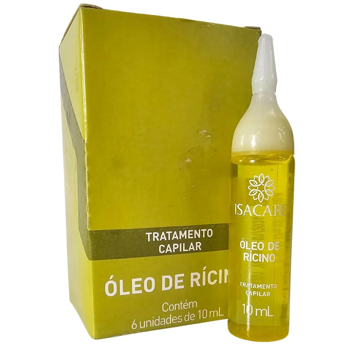 KIT 6 ÓLEO DE RíCINO AMPOLA DE TRATAMENTO CAPILAR ISACARE 10ML CADA