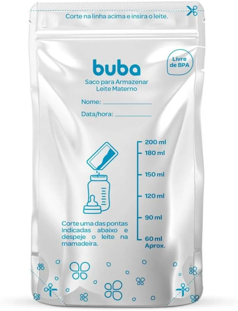 SACO PARA ARMAZENAR LEITE MATERNO, BUBA, BRANCO