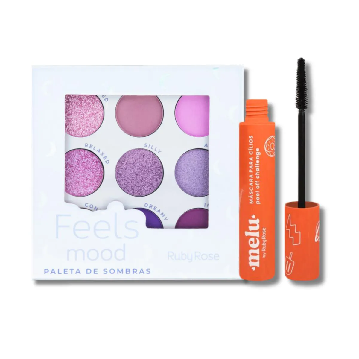 KIT RUBY ROSE PALETA DE SOMBRAS E MáSCARA DE CíLIOS PEEL OFF