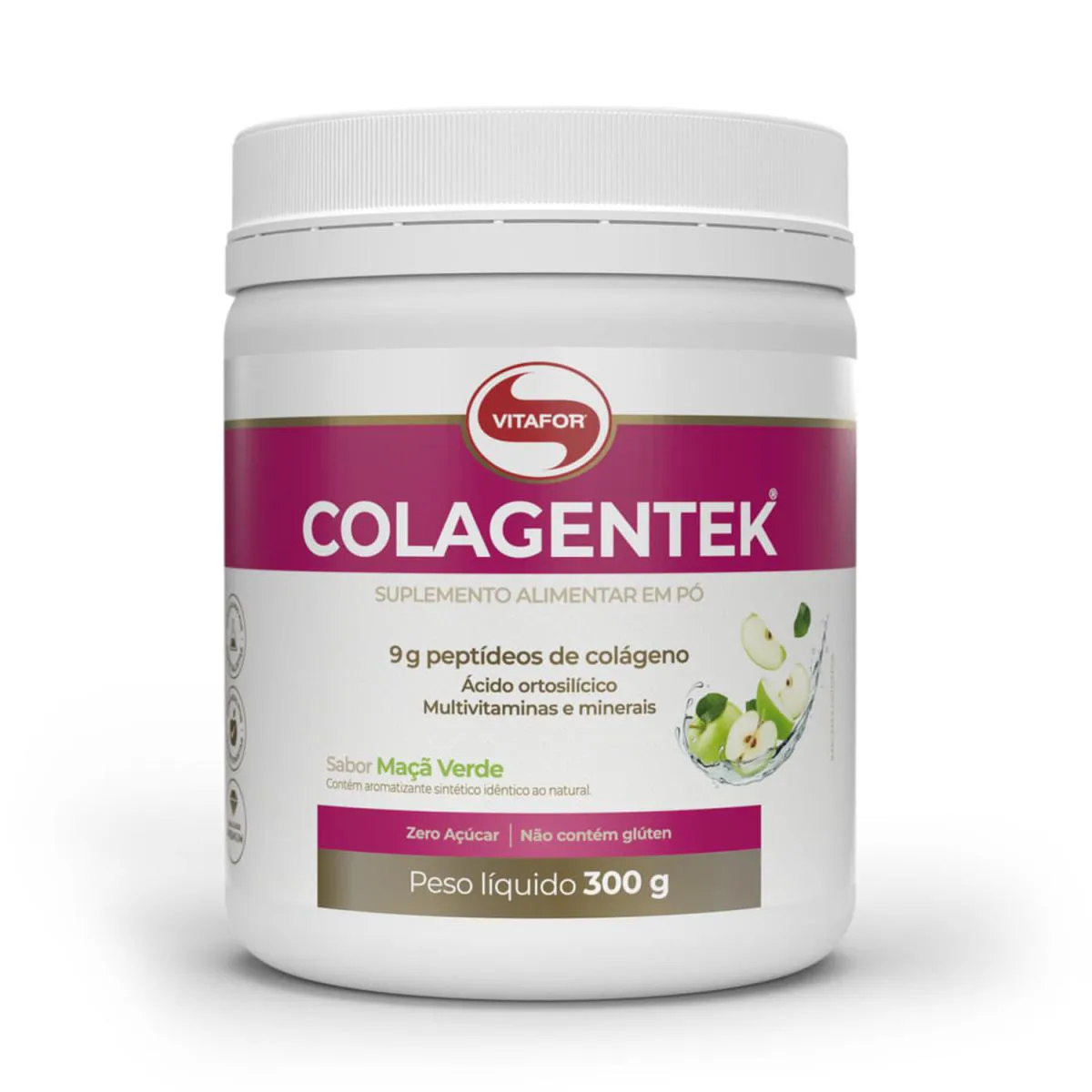 COLAGENTEK COLáGENO HIDROLISADO SABOR MAçã VERDE 300G VITAFOR