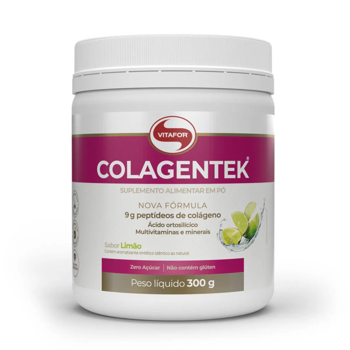 COLAGENTEK COLáGENO HIDROLISADO SABOR LIMãO 300G VITAFOR