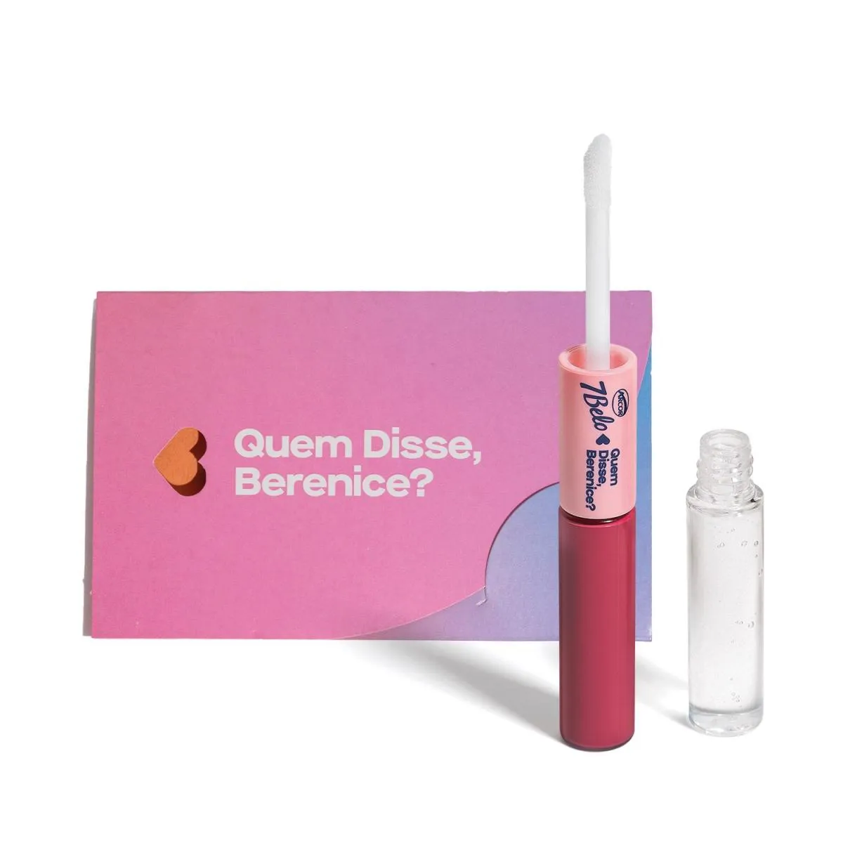 Combo Qdb 7Belo: Batom Duo Gloss Rosa Único 8Ml + Cartão Presente