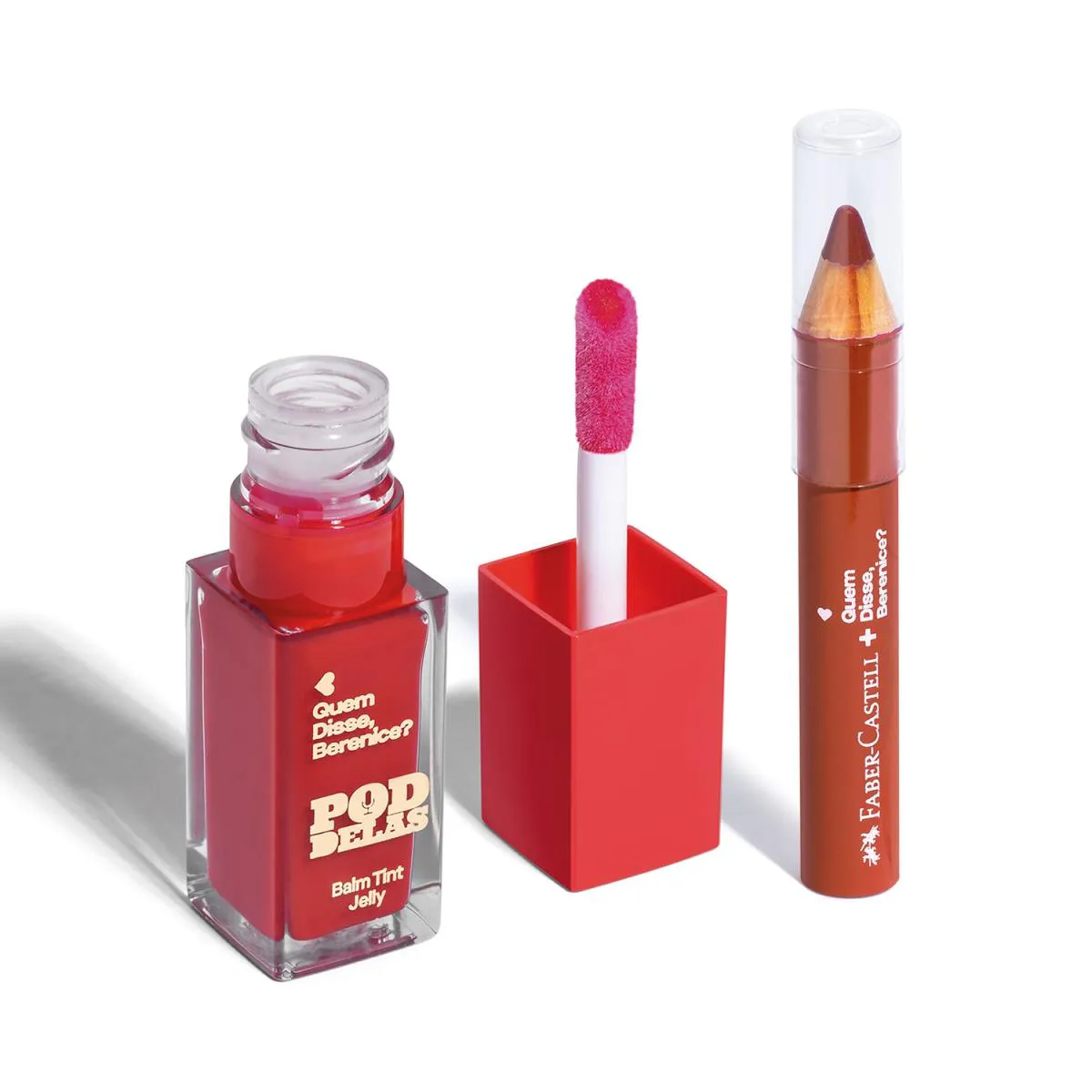 Combo Balm Tint Jelly Vermelho Ao Vivo Qdb Pod Delas 6,5Ml + Lápis Jumbo 3 Em 1 Damasco Qdb E Faber-Castell 1,2G