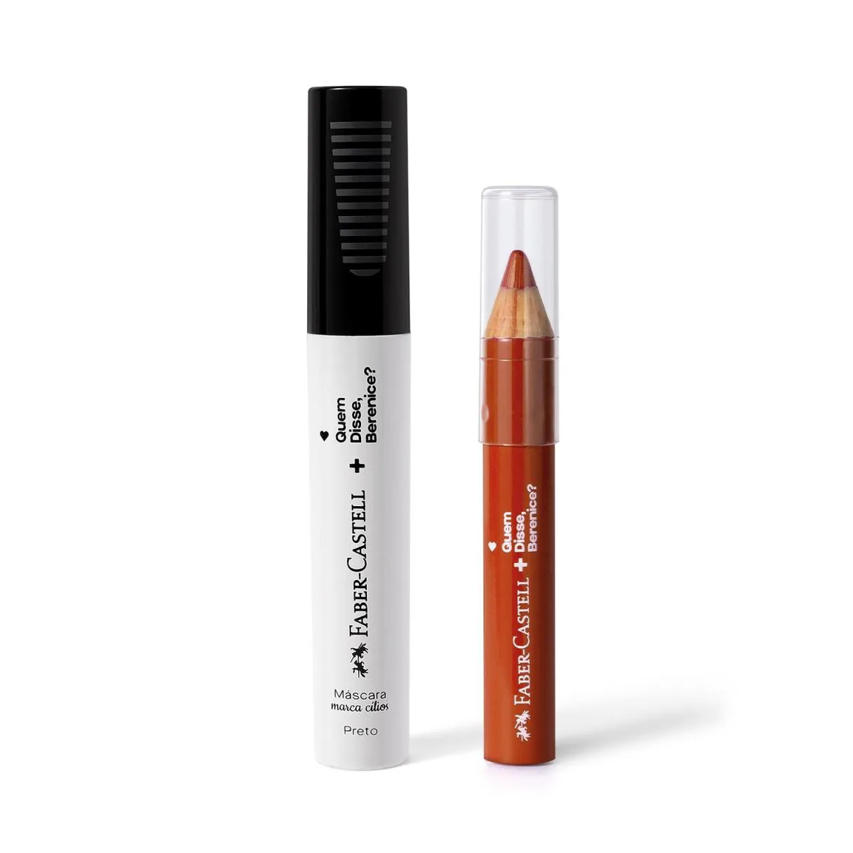 Combo Qdb E Faber-Castell: Lápis Jumbo 3 Em 1 Damasco 1,2G + Máscara Marca Cílios Preto 8Ml