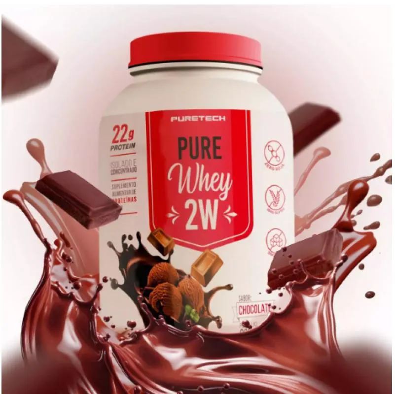 WHEY PROTEIN PURE WHEY 2W CONCENTRADO POTE 900G Chocolate