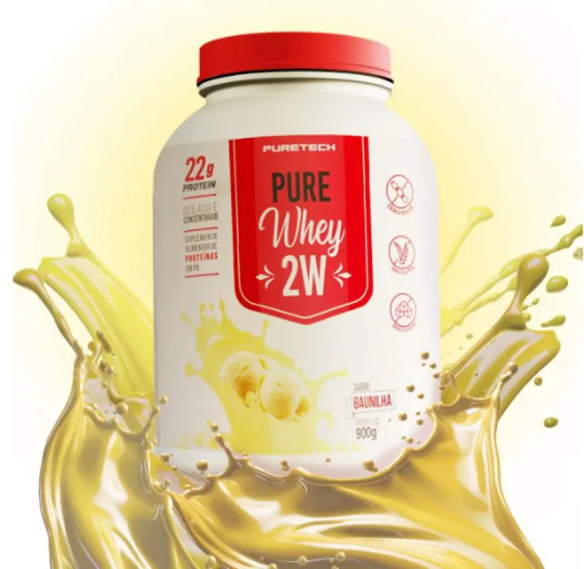 WHEY PROTEIN PURE WHEY 2W CONCENTRADO POTE 900G Vanilla