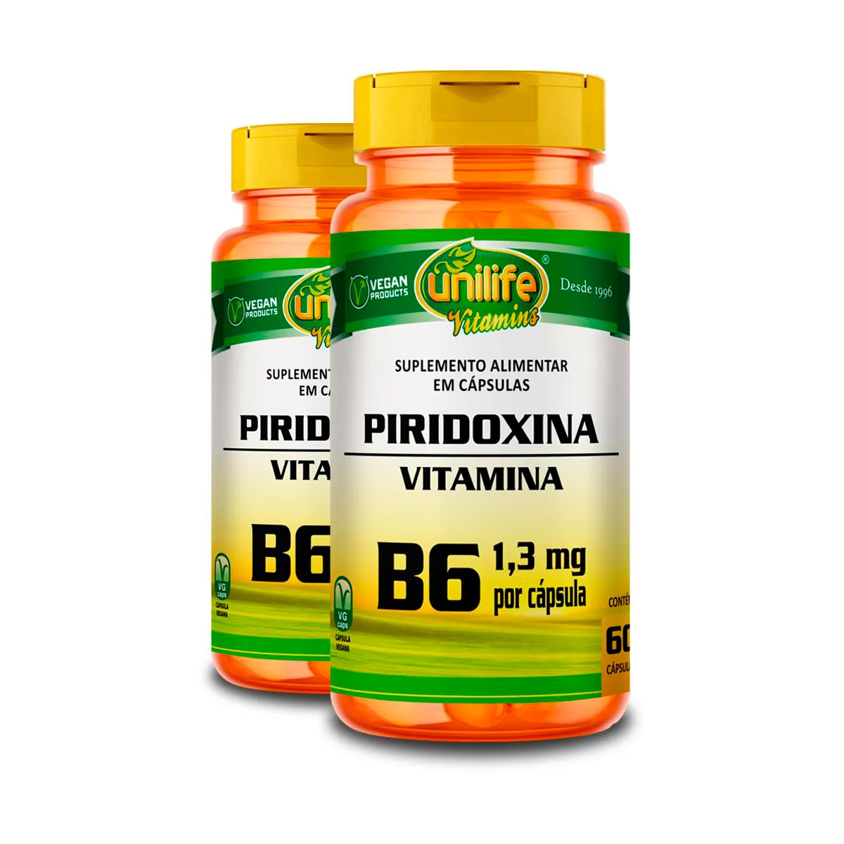 Kit Vitamina B6 Piridoxina Unilife 2 unidades 60 cápsulas 