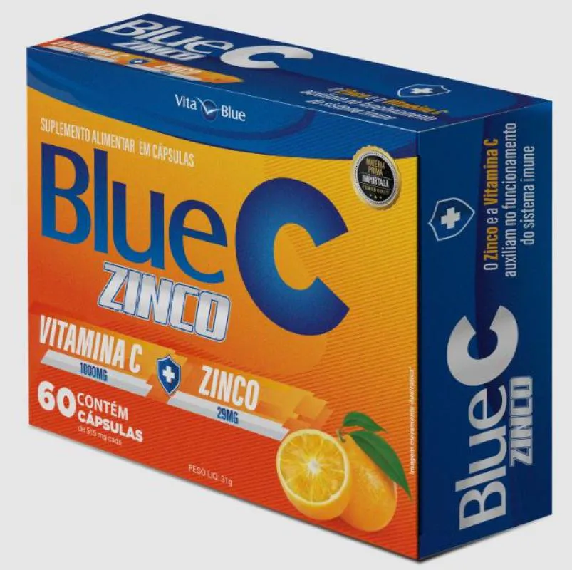 BLUE C ZINCO - VITAMINA C + ZINCO COM 60 CáPSULAS
