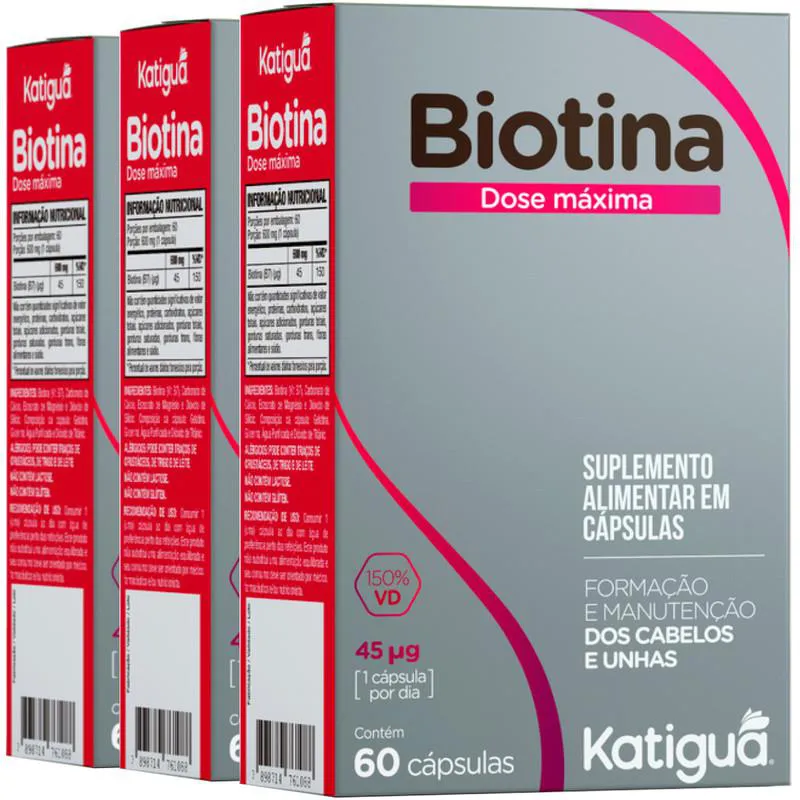 VITAMINA B7 BIOTINA 3 X 60 CáPSULAS KATIGUá
