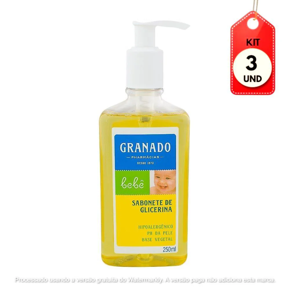 Kit C/03 Granado Bebê Glicerina Sabonete Líquido 250Ml