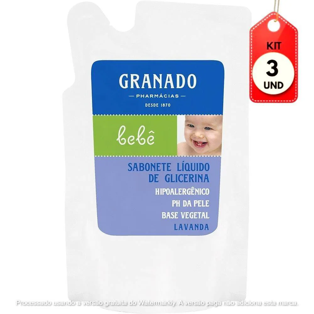 Kit C/03 Granado Bebê Lavanda Sabonete Líquido Refil 250Ml