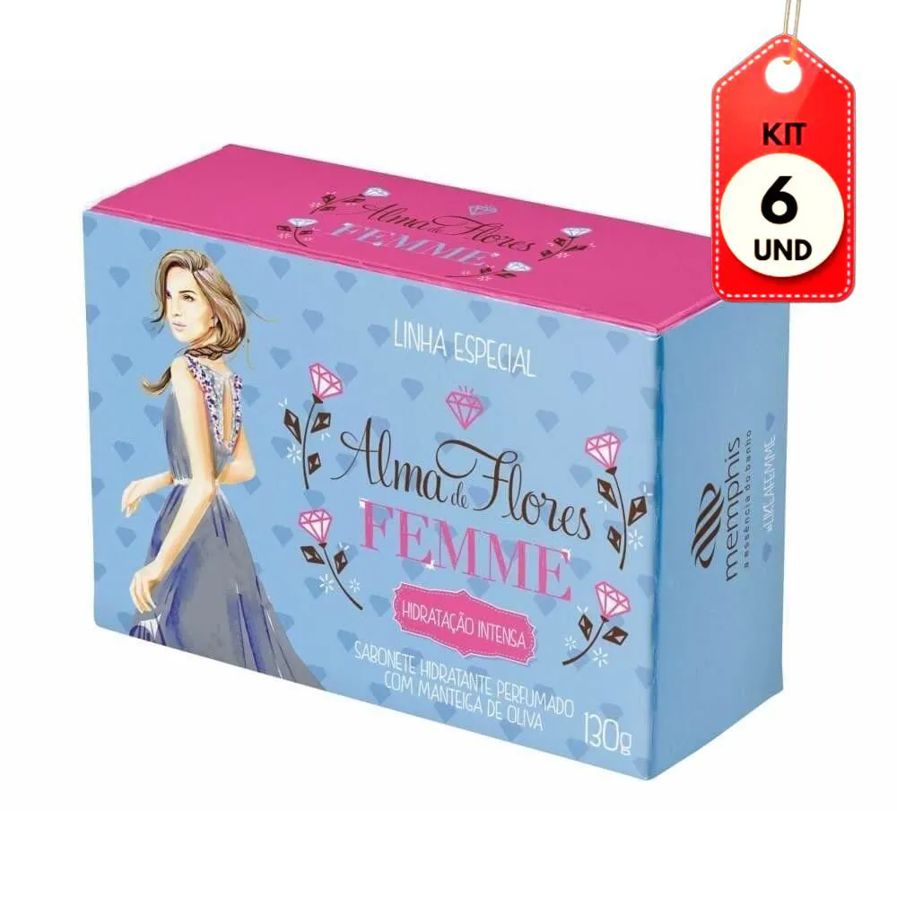 Kit C/06 Alma De Flores Femme Sabonete 130G