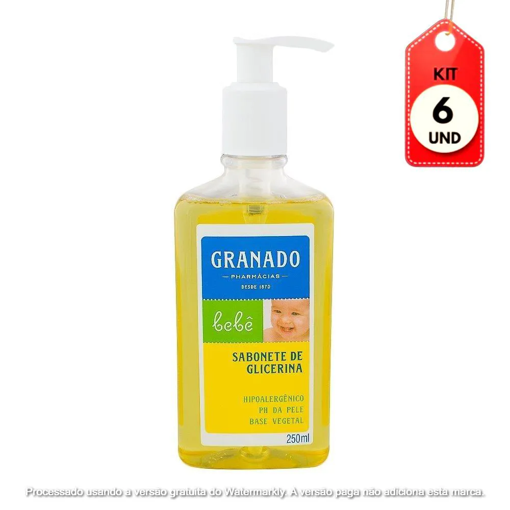 Kit C/06 Granado Bebê Glicerina Sabonete Líquido 250Ml