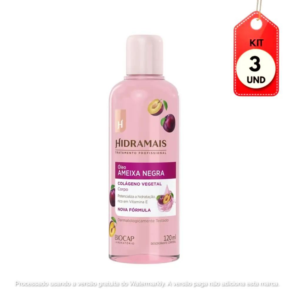 Kit C/03 Hidramais Óleo Corporal Ameixa Negra 120Ml