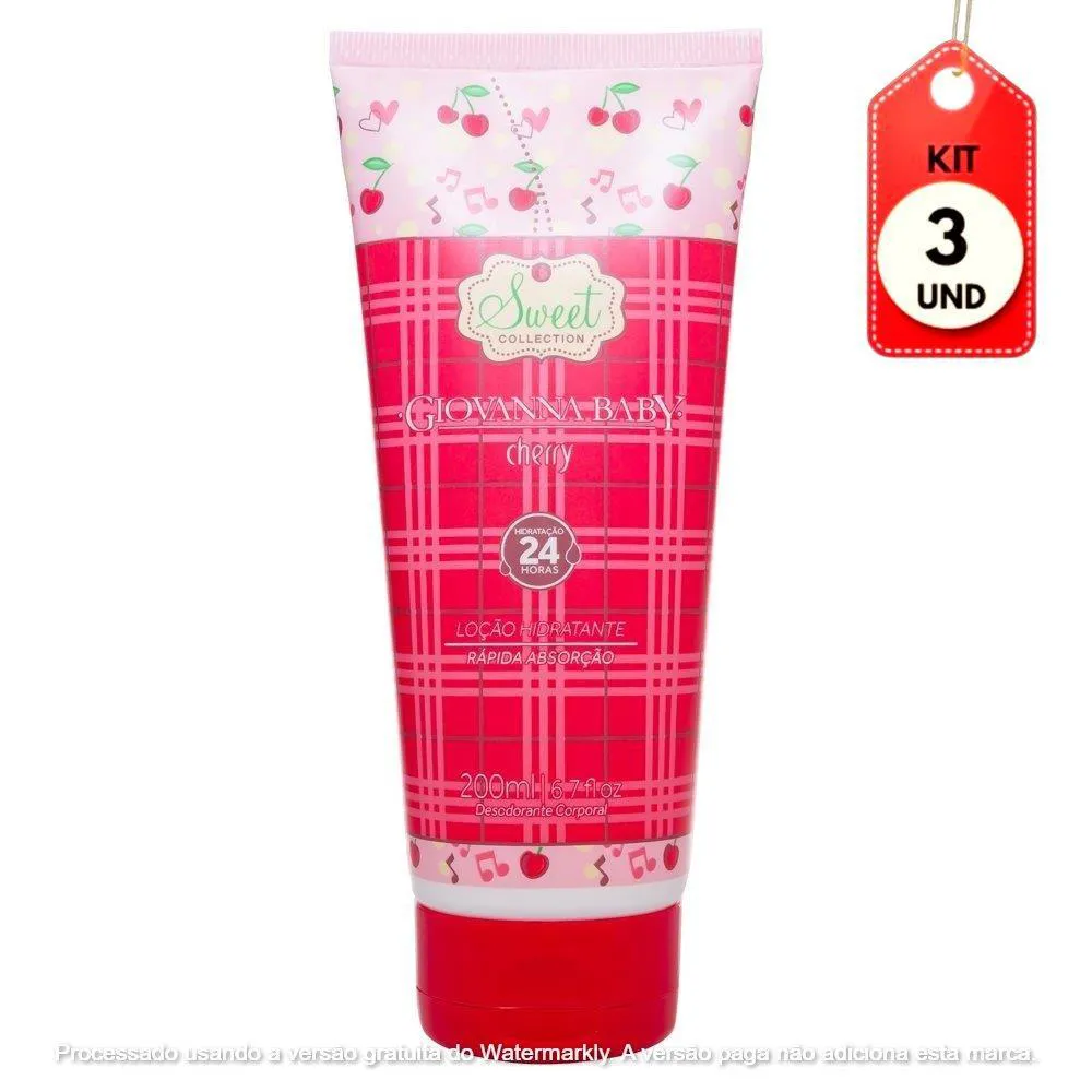 Kit C/03 Giovanna Baby Cherry Loção Hidratante 200Ml