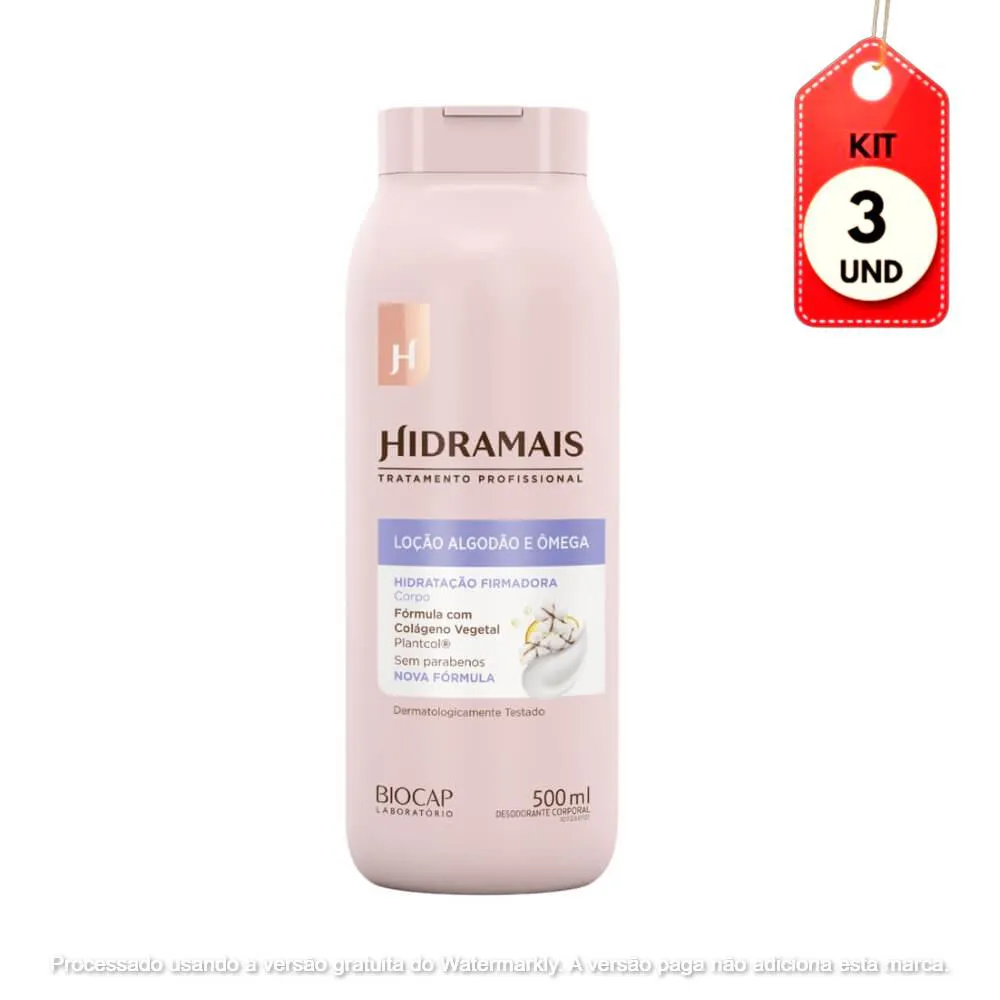 Kit C/03 Hidramais Loção Hidratante Algodão E Ômega 500Ml